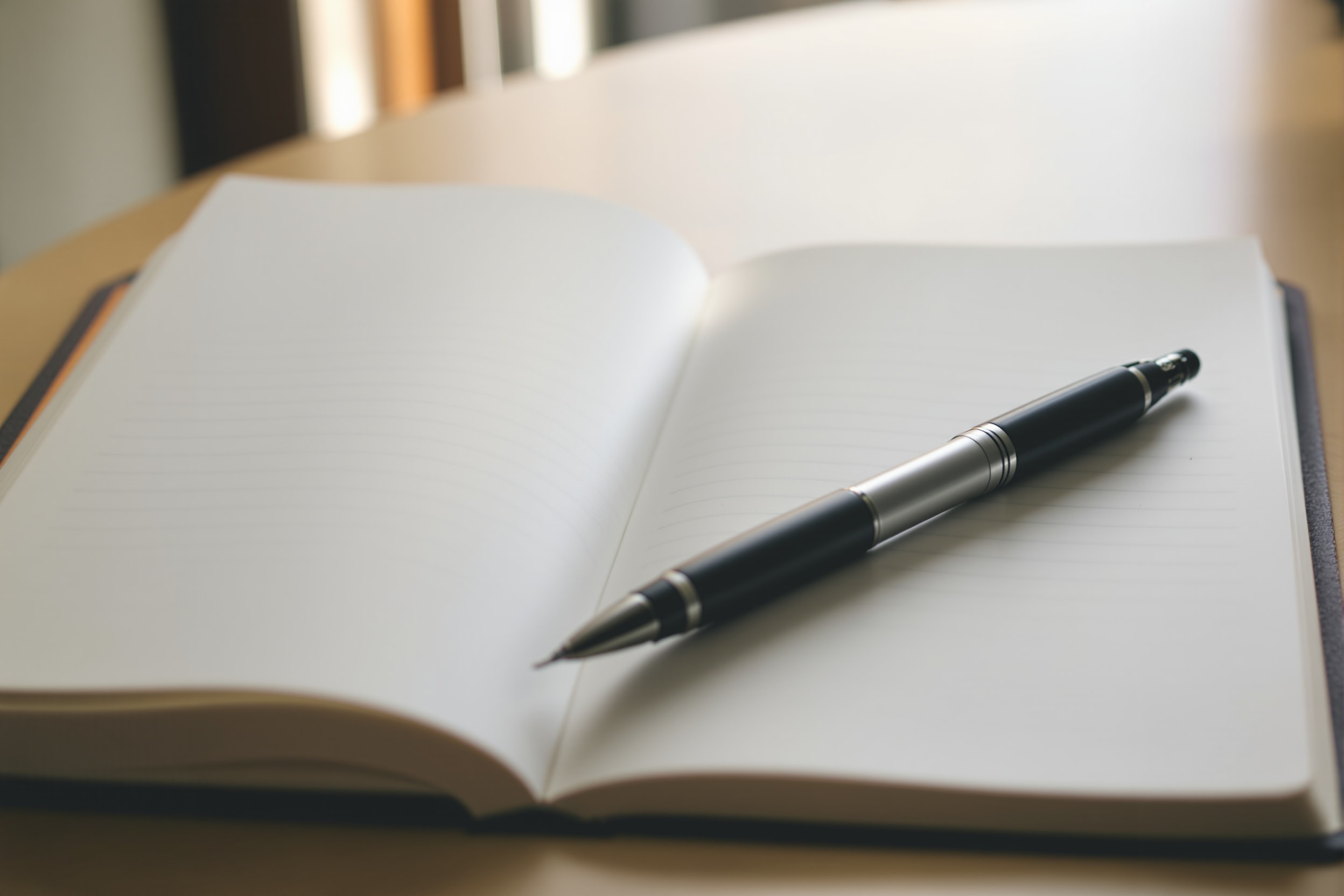 A blank notebook for recording concrete examples before an appointment